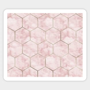 Cloudy pink marble hexagons Sticker